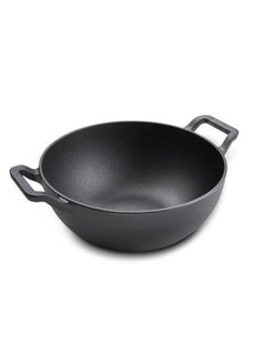 Prestige Prestige Cast Iron Kadai 24 CM | Iron Kadhai with Glass Lid for Cooking and Deep Frying |  Pre Seasoned Induction Cookware Black - PR48895  - Image 2