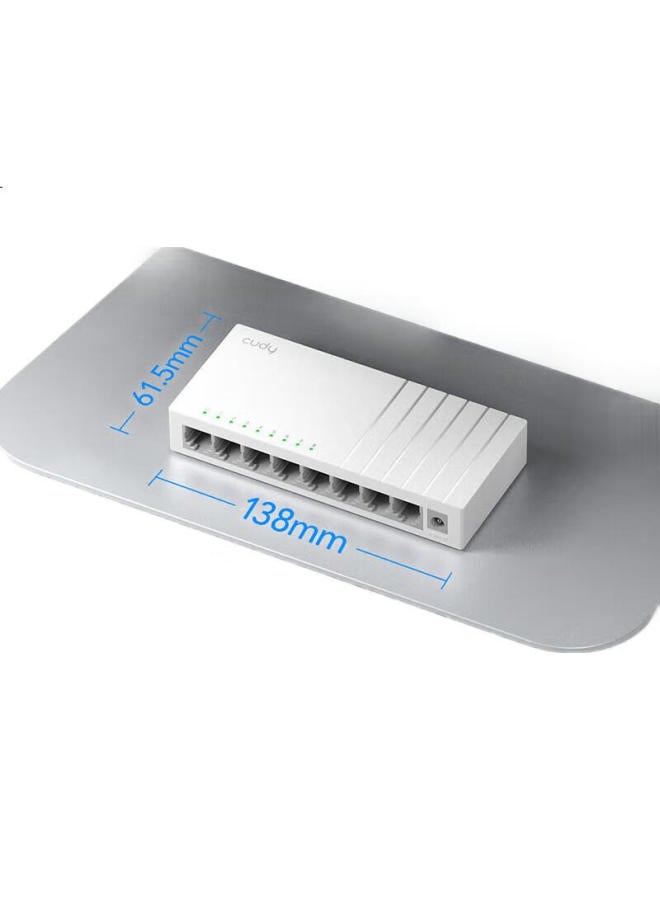 Cudy 8-Port 100Mbps Switch, Wall-Mountable, 8-Port Home And Dormitory Switch, Surveillance Network Cable Splitter, Flow Distributor, Plug-And High-Speed Stable - Image 1