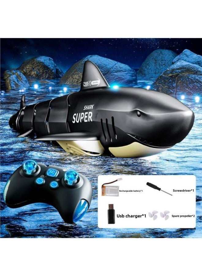 Water Remote Control Mechanical Python Rechargeable Water Remote Control Boat Electric Real Shark Python Model Children's Toys-Color:Simulated Black - Fully Waterproof Upgraded Waterproof Remote Control + Headlight-Specifications:A Total Of About 30 Minutes Of Use  - Image 1