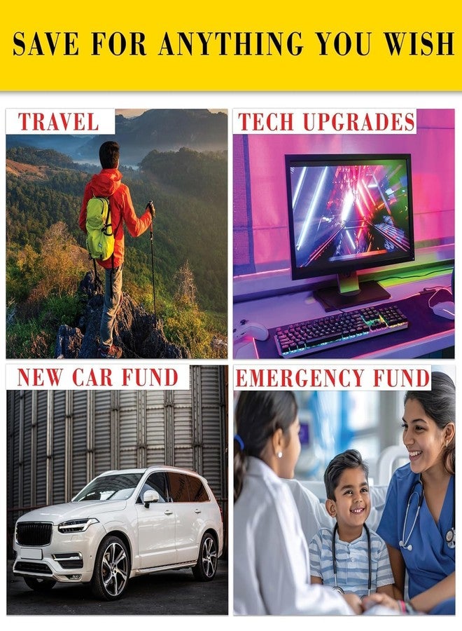 TEKCOOL Money Saving Box for Kids and Adults | Wooden Money Bank with Lock | Big Size Piggy Bank 2 Lakh Target | 2 Lakh Saving Box with Numbers | Undiyal Hundi Pig Bank (2 Lac Money Box):' - Image 3
