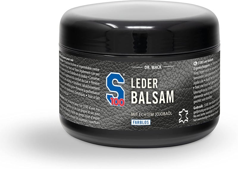 Dr. Wack S100 Leather Balm 250 ml, Colourless Leather Care for Motorcycle Clothing with Jojoba Oil & Beeswax, Suitable for All Types of Smooth Leather, High-Quality Motorcycle Care, Made in Germany - Image 1