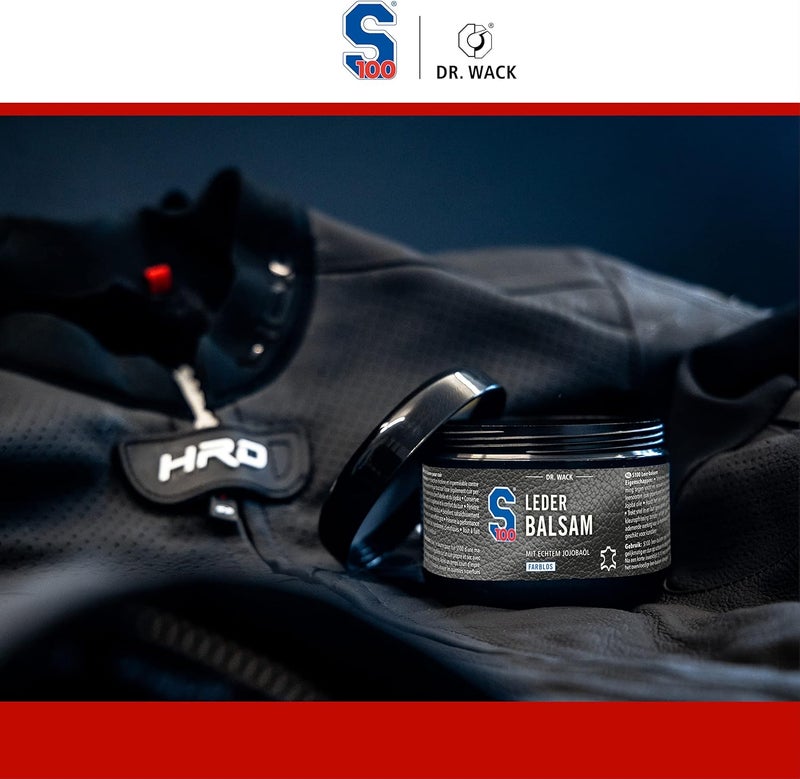 Dr. Wack S100 Leather Balm 250 ml, Colourless Leather Care for Motorcycle Clothing with Jojoba Oil & Beeswax, Suitable for All Types of Smooth Leather, High-Quality Motorcycle Care, Made in Germany - Image 5