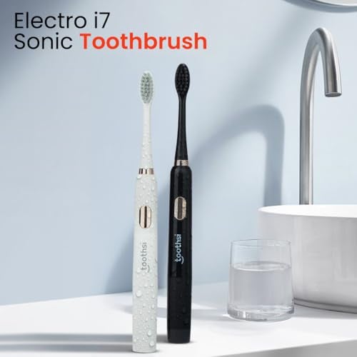 Toothsi Electro I7 Sonic Electric Toothbrush|Smart Electric Toothbrush For Men & Women|With 2 Modes & 2 Brush Heads|Ipx 7 Waterproof|Oral Care|Battery Powered|Black,Adult,1 Count - Image 2