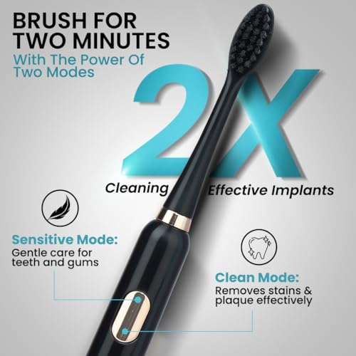 Toothsi Electro I7 Sonic Electric Toothbrush|Smart Electric Toothbrush For Men & Women|With 2 Modes & 2 Brush Heads|Ipx 7 Waterproof|Oral Care|Battery Powered|Black,Adult,1 Count - Image 4
