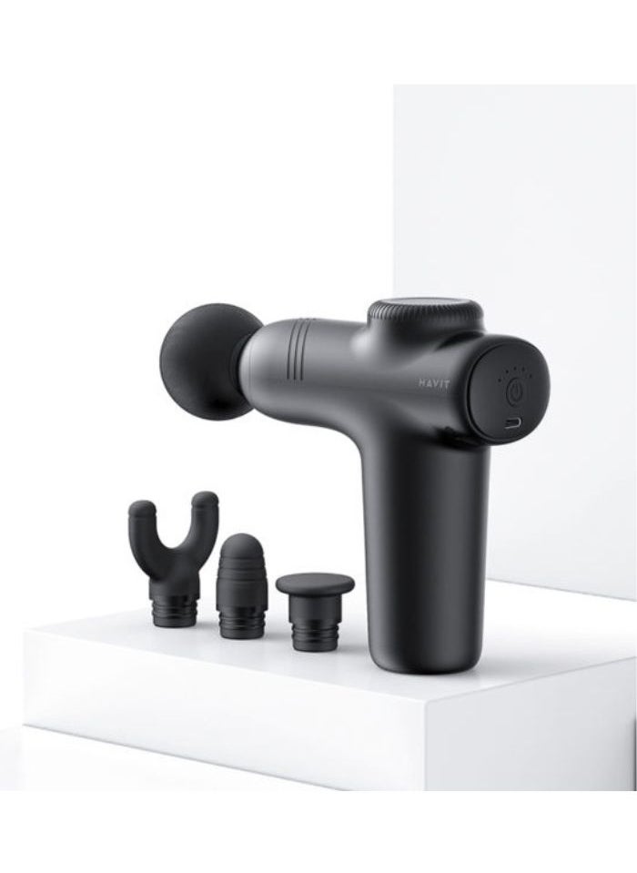 havit Havit Deep Tissue Mini Massage Gun - 5 Speed Settings, 4 Massage Heads, Pocket-Sized, Low Noise (<65dB), Smart Power Off  - Image 2
