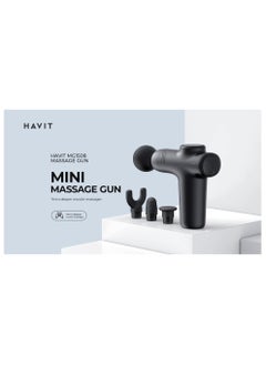 havit Havit Deep Tissue Mini Massage Gun - 5 Speed Settings, 4 Massage Heads, Pocket-Sized, Low Noise (<65dB), Smart Power Off  - Image 4