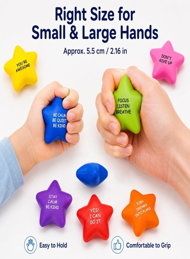 TGIQROVE 100 Pcs Star Stress Balls Bulk, Motivational Foam Squeeze Toys with Positive Quotes, 10 Colors Mini PU Stress Balls for Kids Adults, Classroom Prizes, Party Favors, Goodie Bags, Office Desk Toys - Image 5