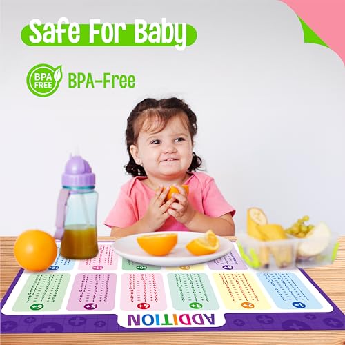 SpriteGru 6 Pack Placemats for Kids, Non-Slip Washable Table Mat, Reusable Subtraction, Multiplication, Fraction, Addition, Division Placemats for Home, Kindergarten, Classroom, Nursery - Image 2
