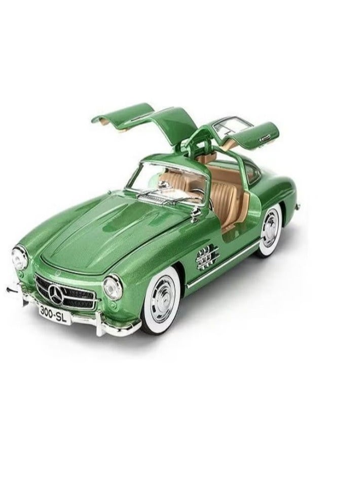 Mercedes-Benz 300 SL - 1:24 Scale Diecast Car - Opening Doors, Lights & Sound, Pull Back (Green) - Image 1