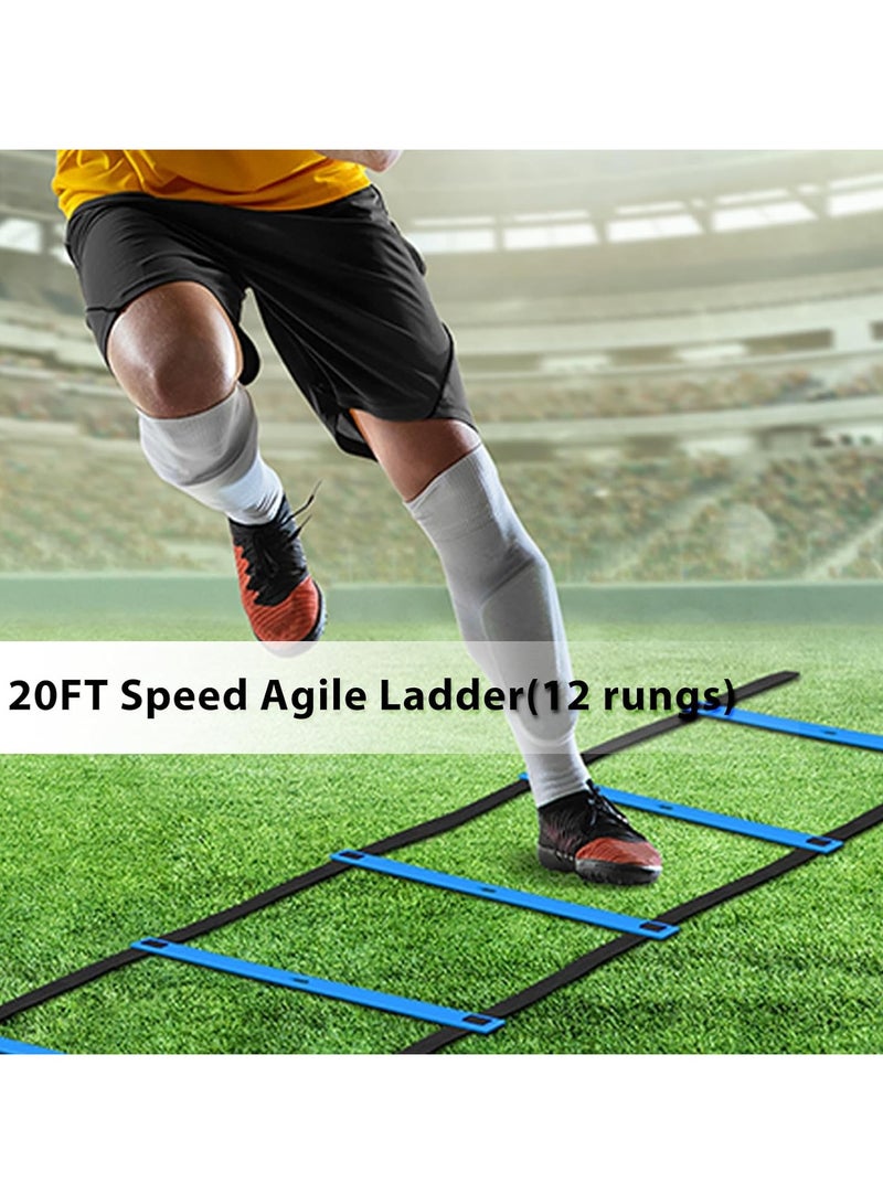 founder Soccer Agility Training Equipment: 6 Soccer Agility Poles, 20ft Agility Ladder, 10 Soccer Cones, 1 Jump Rope. Soccer Training Poles for Speed Training, Agility Training  - Image 5