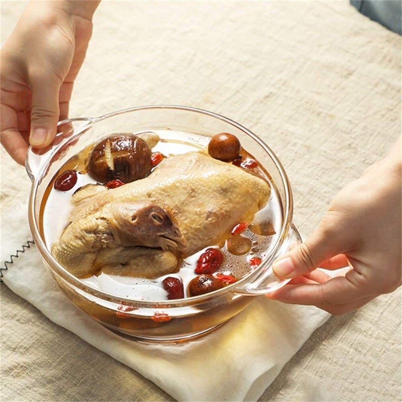 Kosh Borosilicate Glass Casserole Deep Round Oven and Microwave Safe Serving Bowl with Glass Lid (1000 ML - Pack of 1) - Image 4