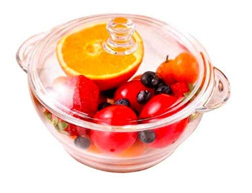 Kosh Borosilicate Glass Casserole Deep Round Oven and Microwave Safe Serving Bowl with Glass Lid (1000 ML - Pack of 1) - Image 1