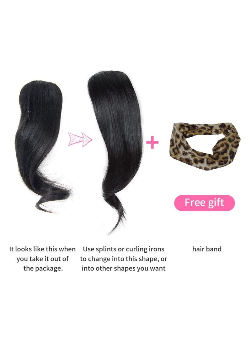 Estelle 2 Pieces Wave Side Bangs Real Human Hair Clip In Bangs Wave Fringe Hair Extensions Natural Black - Image 5