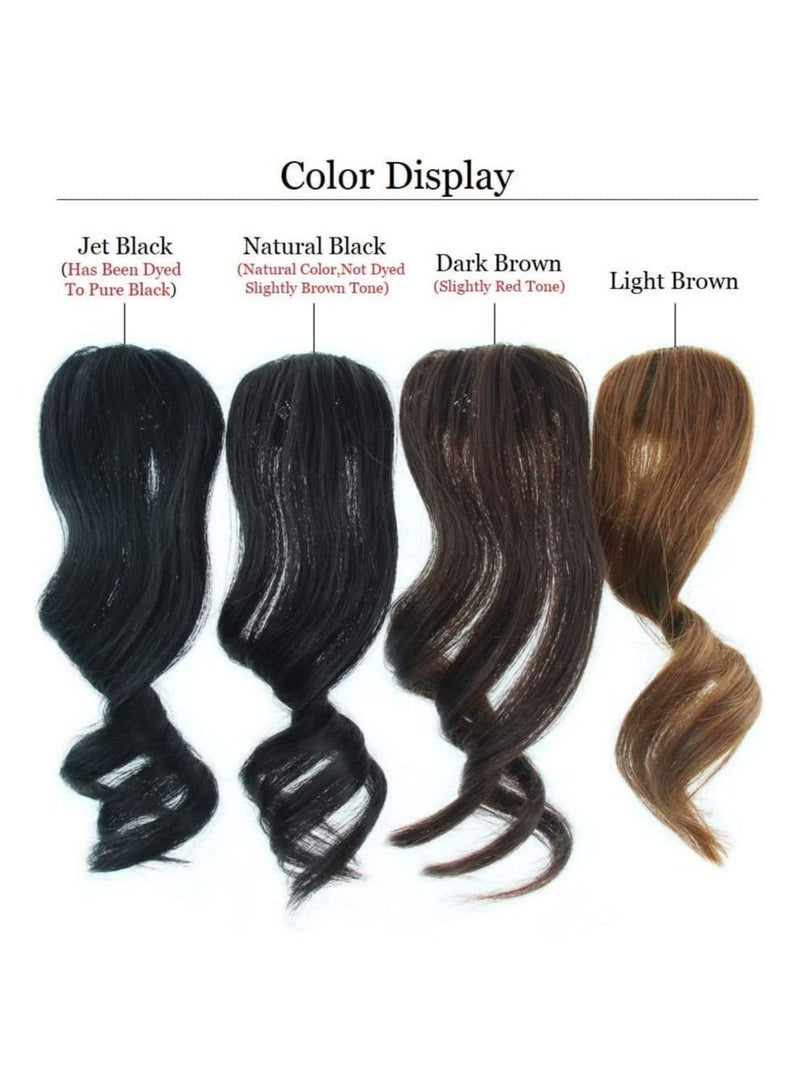 Estelle 2 Pieces Wave Side Bangs Real Human Hair Clip In Bangs Wave Fringe Hair Extensions Natural Black - Image 3