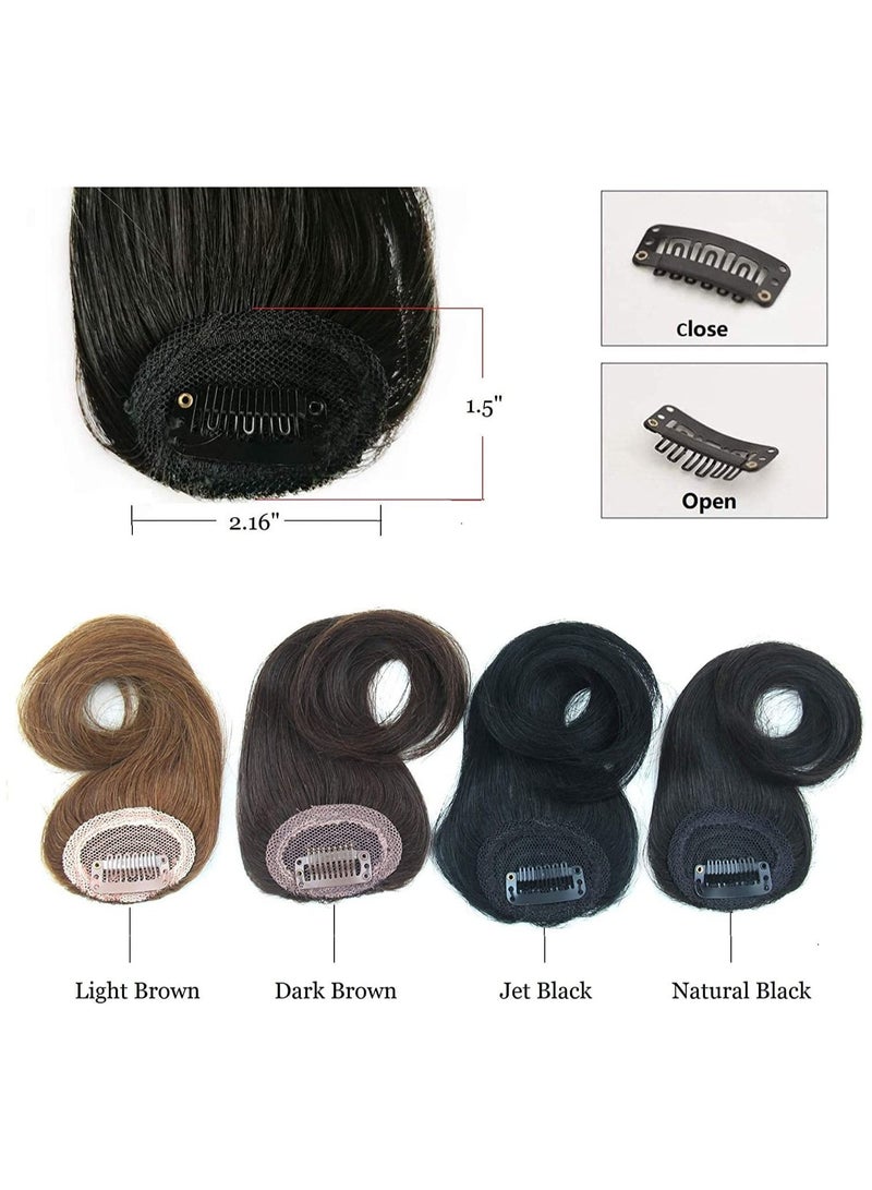 Estelle 2 Pieces Wave Side Bangs Real Human Hair Clip In Bangs Wave Fringe Hair Extensions Natural Black - Image 4