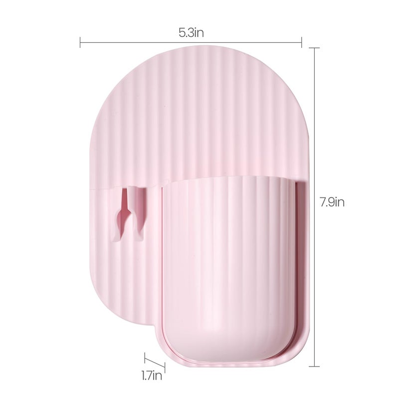NYEONHRT Silicone Toothbrush and Razor Holder, Reusable Shower Caddy with Suction Cup, Suitable for Wall or Mirror Use, Bathroom Storage for Toiletries, Toothbrushes and Razors Pink-A - Image 2