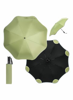 Rounded-Corner Folding Umbrella, Compact Windproof Travel Umbrellas for Rain, UV Protection, Sun and Rain Umbrella with 8 Ribs