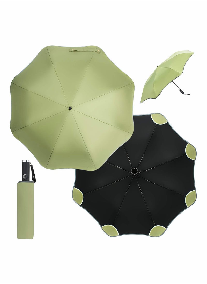SYOSI - Rounded-Corner Folding Umbrella, Compact Windproof Travel Umbrellas for Rain, UV Protection, Sun and Rain Umbrella with 8 Ribs - Image 1
