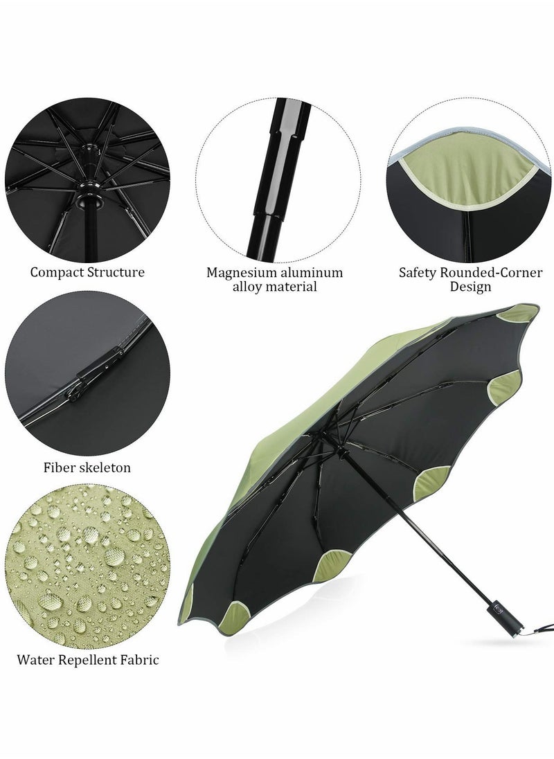 SYOSI - Rounded-Corner Folding Umbrella, Compact Windproof Travel Umbrellas for Rain, UV Protection, Sun and Rain Umbrella with 8 Ribs - Image 1