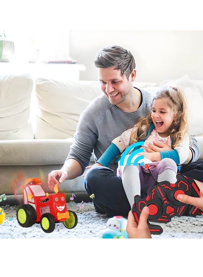 Excefore لعبة سيارة قفز مجنونة، سيارات رياضية سريعة بالتحكم عن بعد، مع أضواء وموسيقى، سيارة بهلوانية راقصة بالتحكم اللاسلكي، شاحنات ثنائية القيادة، سيارات زحف للتحكم عن بعد للأطفال هدية للأطفال (أحمر) - Image 3