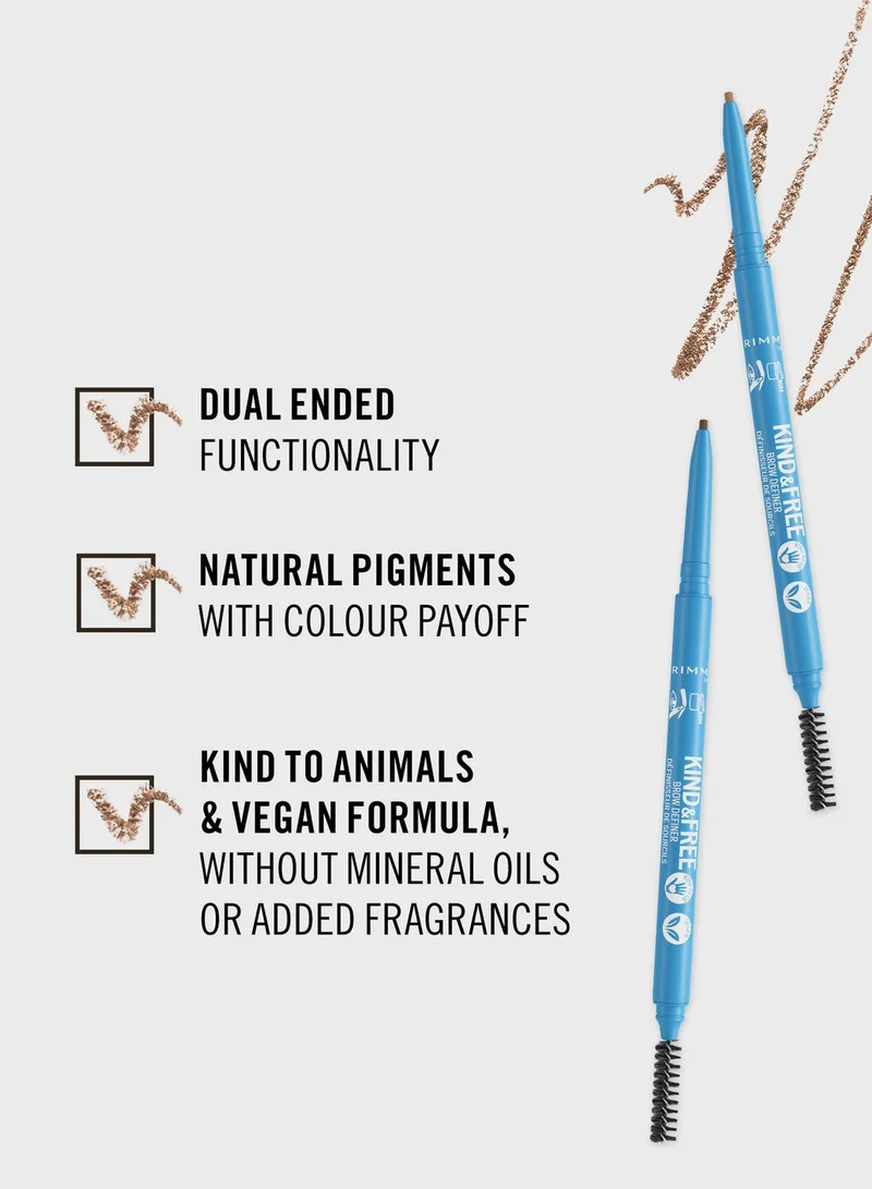 RIMMEL LONDON Kind & Free Eyebrow Pencil - 003 - Warm Brown, 0.09G