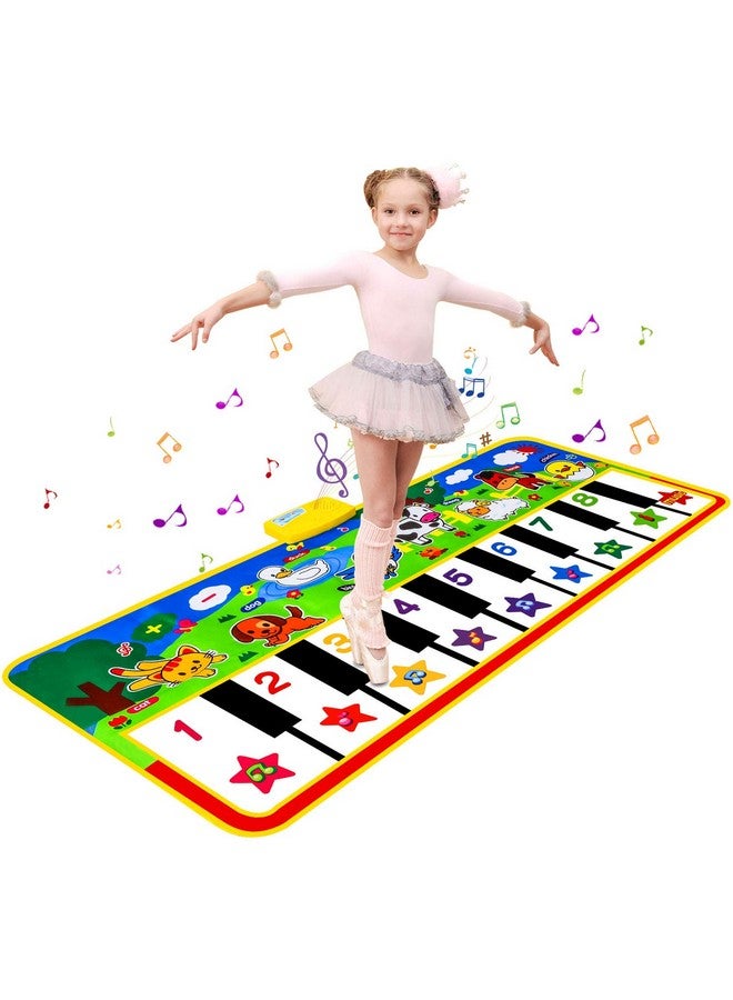 M SANMERSEN Piano Mat, 53'' X 23'' Musical Toys For Toddlers Floor Piano Touch Playmat With 8 Animal Sounds, Music Piano Keyboard Dance Mat Toddler Toys Gifts For Boys And Girls 1 2 3 4 5 Year Old - Image 1