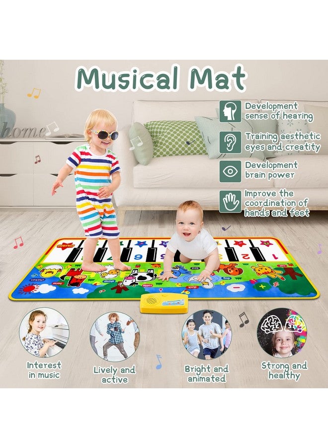 M SANMERSEN Piano Mat, 53'' X 23'' Musical Toys For Toddlers Floor Piano Touch Playmat With 8 Animal Sounds, Music Piano Keyboard Dance Mat Toddler Toys Gifts For Boys And Girls 1 2 3 4 5 Year Old - Image 3