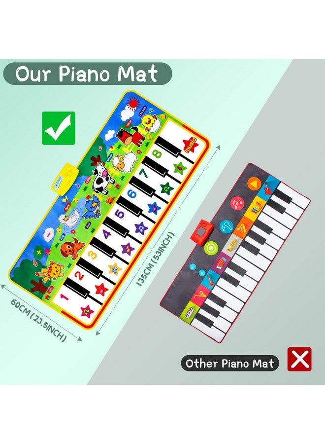 M SANMERSEN Piano Mat, 53'' X 23'' Musical Toys For Toddlers Floor Piano Touch Playmat With 8 Animal Sounds, Music Piano Keyboard Dance Mat Toddler Toys Gifts For Boys And Girls 1 2 3 4 5 Year Old - Image 4