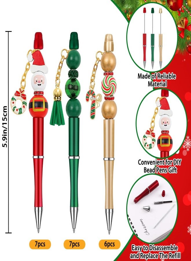 Vellibring 20PCS Christmas Beadable Pens, Christmas DIY Bead Pens Bulk with Colorful Crystal Beads Assorted Tassels Pendants for Kids Students Presents - Image 3
