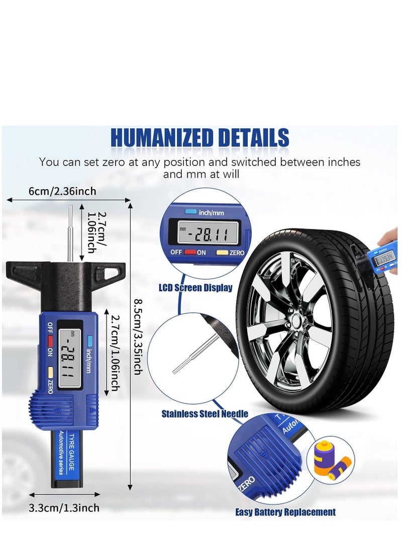 Generic 3 Pieces Tire Tread Depth Gauge Tool Digital Tire Tread Depth Gauge Brake Lining Thickness Gauge Coded Tire Tread Depth Gauge Automotive Brake Pad Measure Ruler for Motorcycle, Car, Truck, and Bus  - Image 3