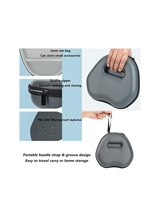 KASTWAVE Hard Case For Air Pods Max Headphones Carrying Case Storage Travel Case Fashion Pu Case Wireless Headphones Eva Storage Case Protective Case Cover Gray - Image 3