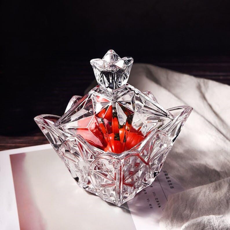 Mevanta Premium Glass Candy Dish with Lid, Clear Glass Candy Jar, Cookie Jar, Decorative Candy Bowl, Jewellery Dish,Jars for Kitchen, Home, Office Desk - Image 2