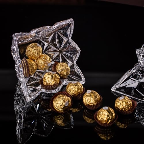Mevanta Premium Glass Candy Dish with Lid, Clear Glass Candy Jar, Cookie Jar, Decorative Candy Bowl, Jewellery Dish,Jars for Kitchen, Home, Office Desk - Image 3