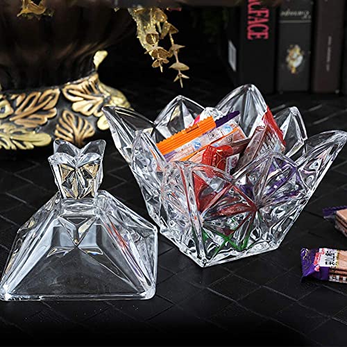 Mevanta Premium Glass Candy Dish with Lid, Clear Glass Candy Jar, Cookie Jar, Decorative Candy Bowl, Jewellery Dish,Jars for Kitchen, Home, Office Desk - Image 4