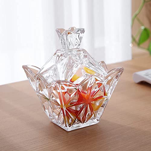 Mevanta Premium Glass Candy Dish with Lid, Clear Glass Candy Jar, Cookie Jar, Decorative Candy Bowl, Jewellery Dish,Jars for Kitchen, Home, Office Desk - Image 1