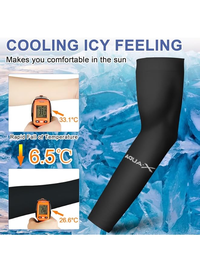 Aqua أكمام حماية تبريد للنساء والرجال، أكوا 6/3 أزواج طويلة لحماية الذراع من الشمس للغولف، كرة السلة، ركوب الدراجات، تغطية الوشوم - Image 2