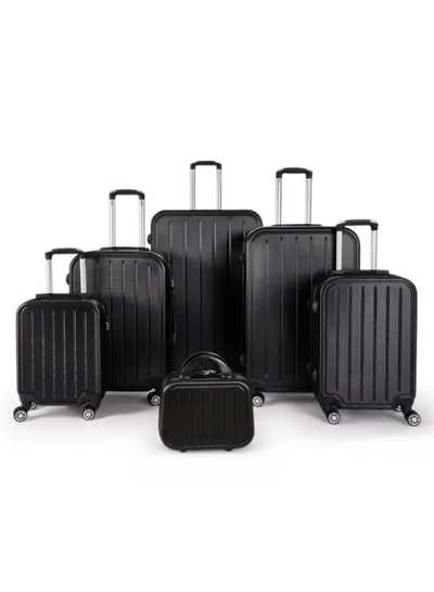 ليمرا طقم شنط سفر مكون من 6 حقائب أمتعة لون أسود بمقاس 32"/28"/24"/20"/16"/12 انش