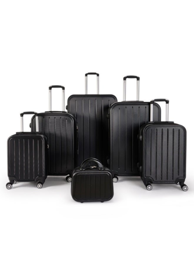 ليمرا طقم شنط سفر مكون من 6 حقائب أمتعة لون أسود بمقاس 32"/28"/24"/20"/16"/12 انش  - Image 1