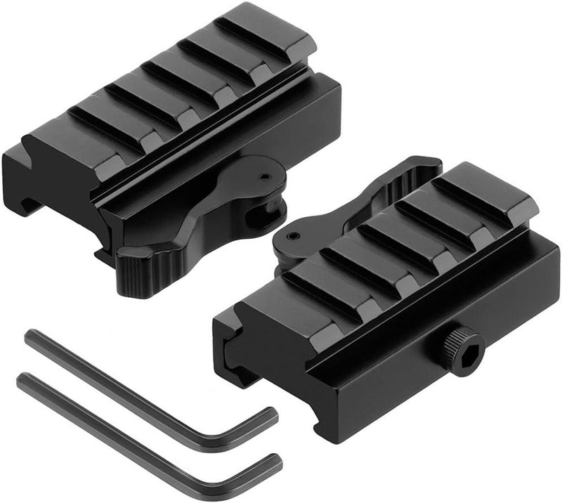 LONSEL Picatinny Riser Mount, Low Profile Rail Riser Mounts Adaptor with QD Lever Lock Quick Release & 5 Slots Picatinny Rails for Scope Rings Optics Sights, 1/2" H x 2.5''L - Image 1