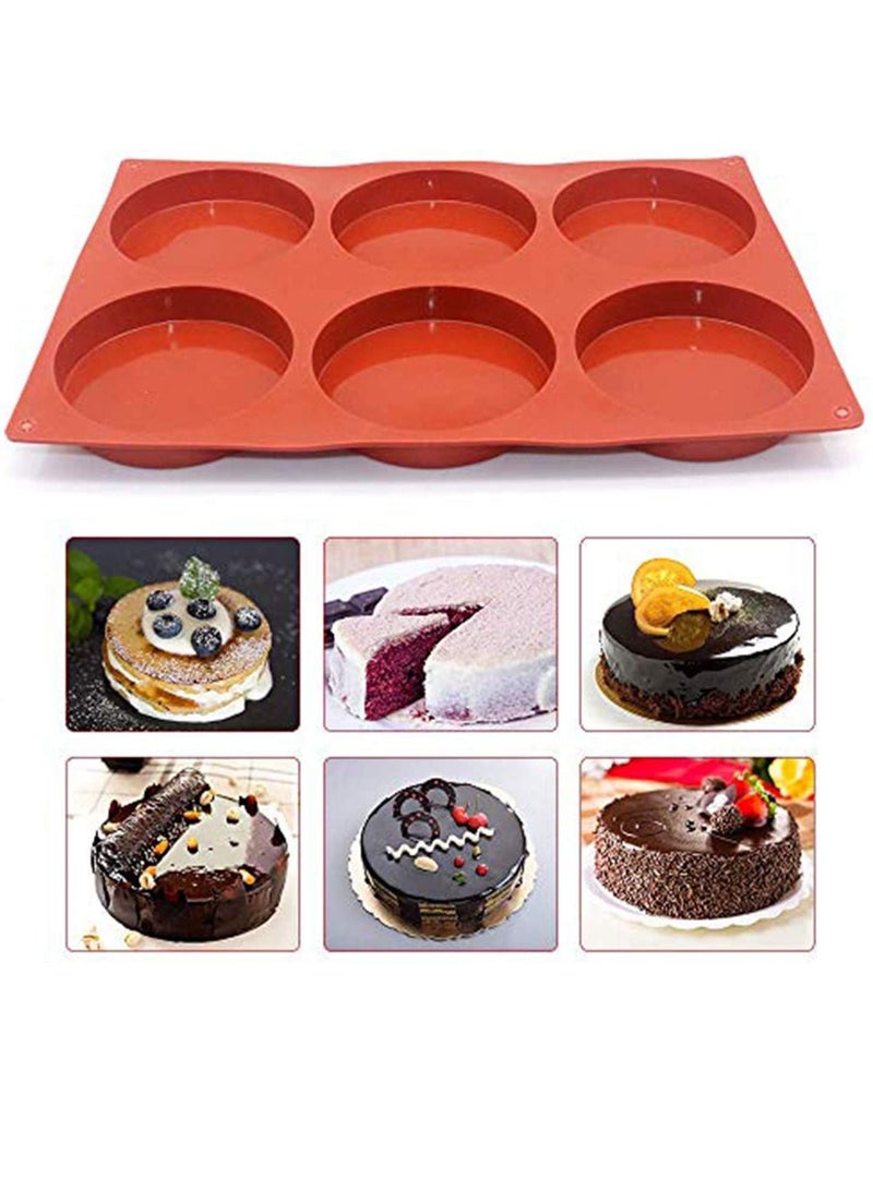 KASTWAVE Epoxy Resin Molds, Molds For Resin Casting 6-Cavity Large Cake Molds Silicone Round Disc Resin Coaster Mold Non-Stick Baking Molds, Mousse Cake Pan, French Dessert, Candy, Soap - Image 5