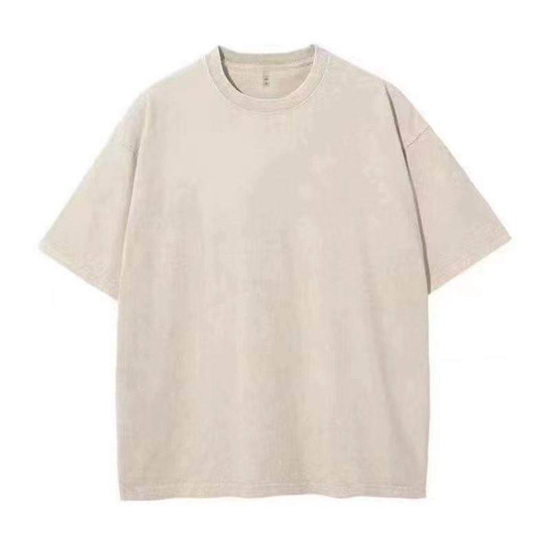 Washed Old Heavy Cotton Short-Sleeved T-Shirt Men'S Loose Hong Kong Style Ins Half-Sleeved Summer Trendy Half-Sleeved T-Shirt Trendy Brand - Image 1