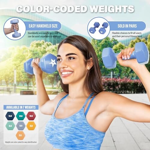 Yes4All أوزان دامتبل مغلفة بالفينيل - 5 أرطال - أزرق صغير - زوج - Image 5