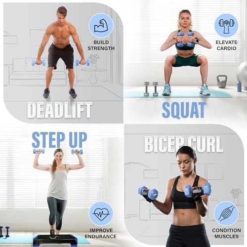 Yes4All أوزان دامتبل مغلفة بالفينيل - 5 أرطال - أزرق صغير - زوج - Image 3