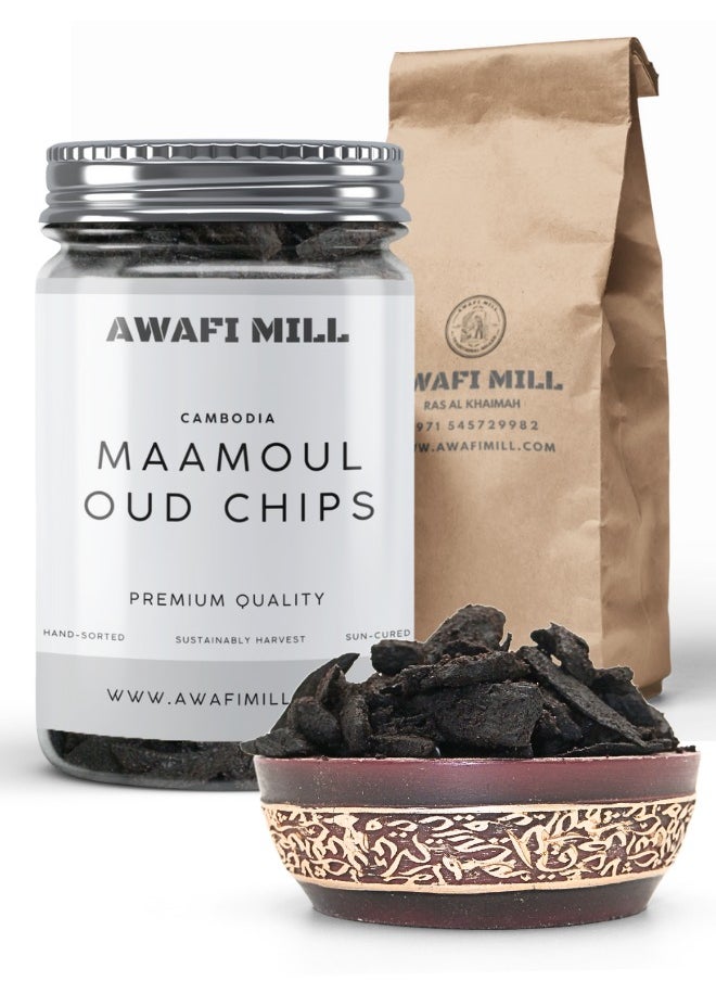 Awafi Mill AWAFI MILL Cambodia Maamoul Oud Chips | Cambodian Agarwood | Natural Incense (Bottle of 250 gram / 9 Oz)  - Image 1