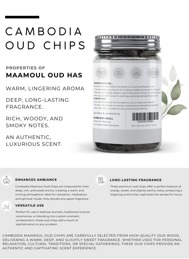 Awafi Mill AWAFI MILL Cambodia Maamoul Oud Chips | Cambodian Agarwood | Natural Incense (Bottle of 250 gram / 9 Oz)  - Image 2