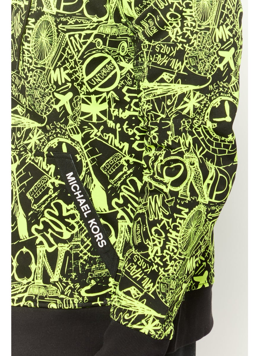 Michael Kors - Men Allover Print Parka Jacket, Lime Green - Image 1