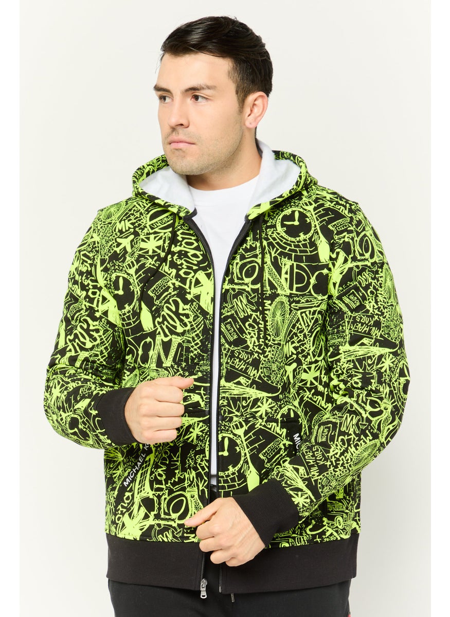 Michael Kors - Men Allover Print Parka Jacket, Lime Green - Image 1