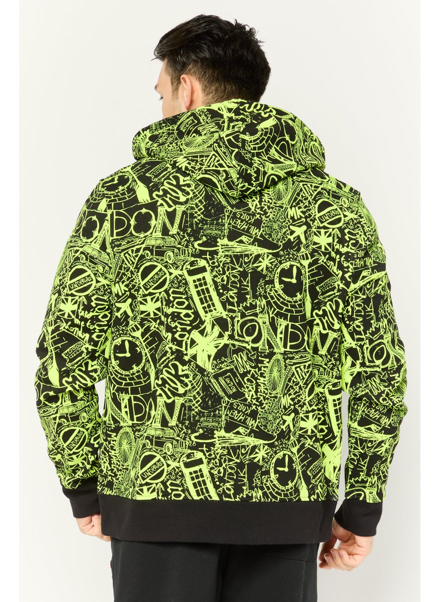 Michael Kors - Men Allover Print Parka Jacket, Lime Green - Image 1