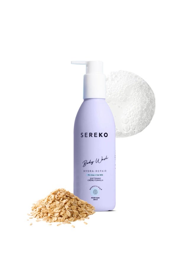 SEREKO Body Wash Hydra Repir  5% Urea & Oat Milk |  Body Wash 200 ML | For Strawberry skin, De-tan, Body-acne| Body Wash for Men & Women | AHA BHA free, paraben free, SLS free | Gentle Exfoliating | Very dry & flaky skin - Image 1