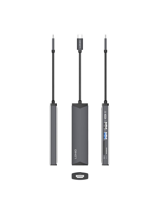 LDNIO 6 In 1 DS-56H USB-C Multi-function Docking Station PD100W USB-C Type-C To PD3.0 HDMI USB2.0 SD TF Data Port - Image 4